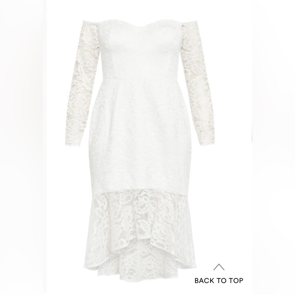 City Chic Off-Shoulder White Lace Dress
